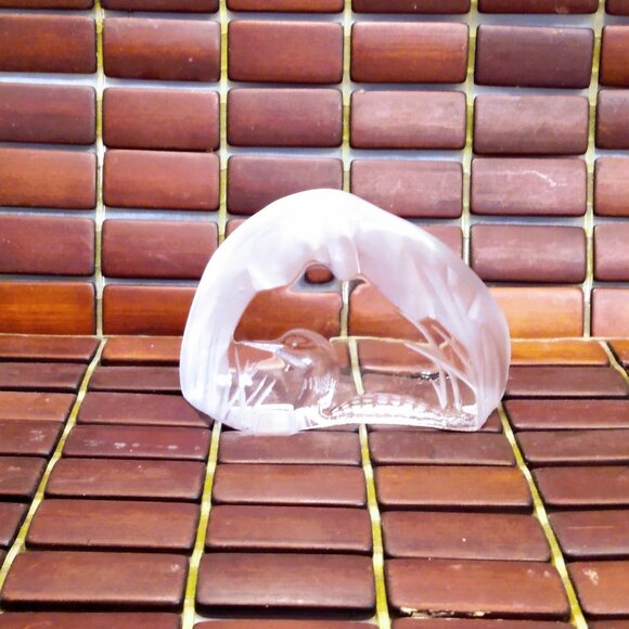 A. Capredoni Signed Etched Duck Crystal Paperweight - Picture 2 of 10